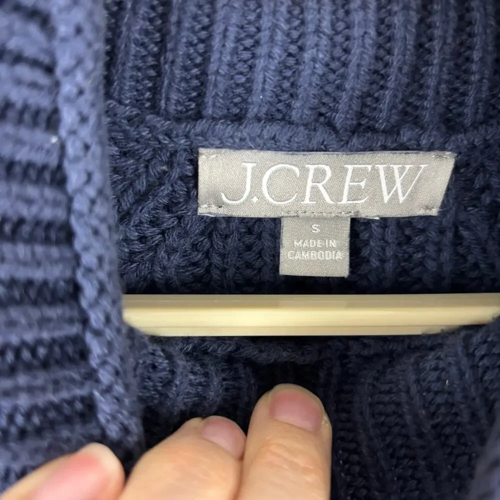 J. Crew Relaxed Rollneck Sweater Navy Blue Small Cotton BE159 2023